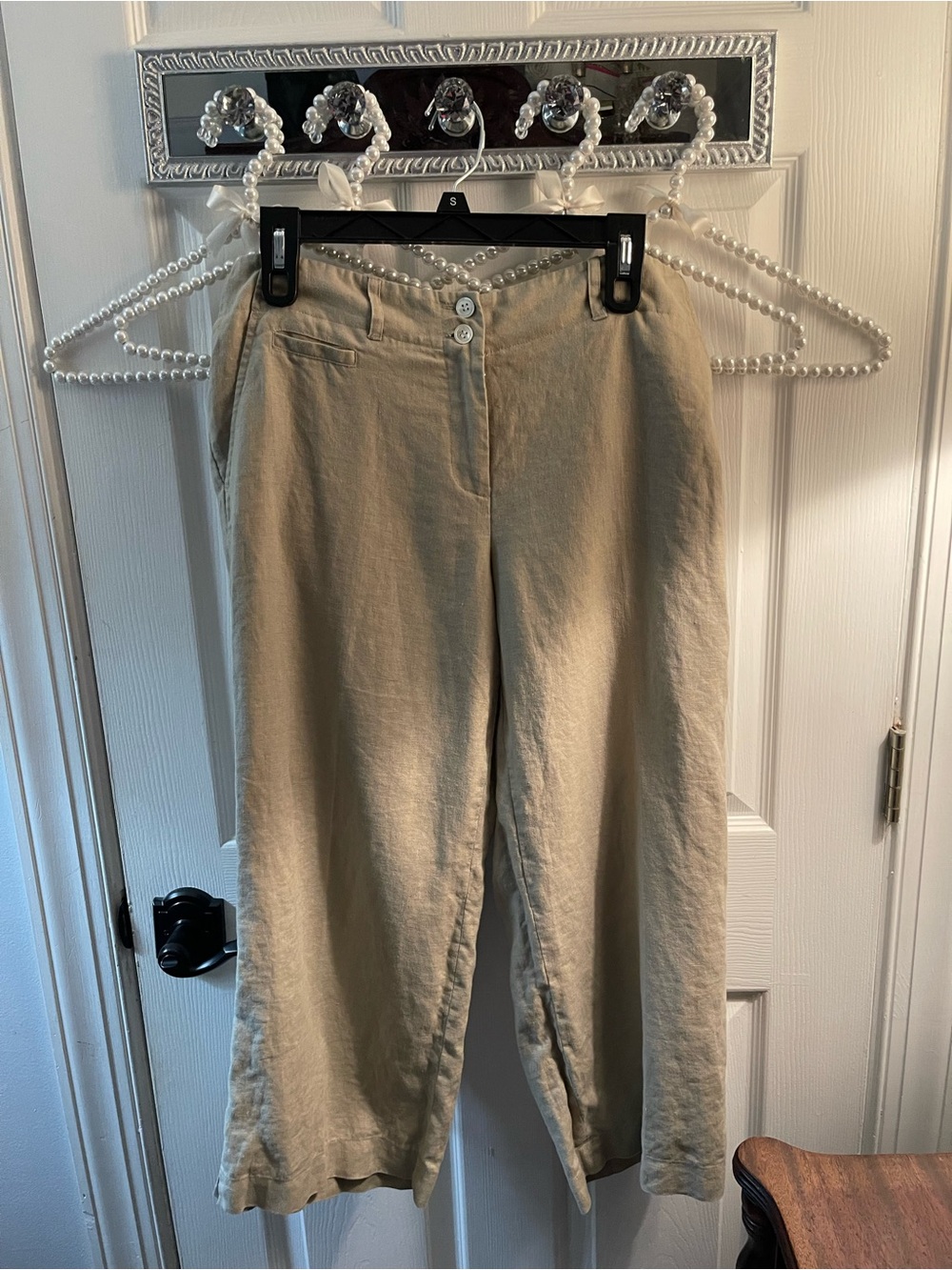 Madison Studio Beige 100% Linen Casual Capris